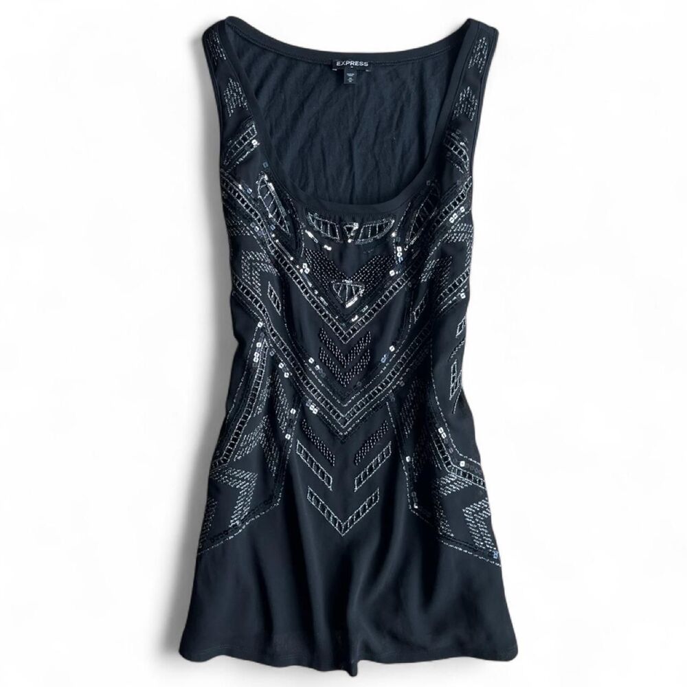 Express Women's Black beaded tank